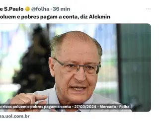 Ricos poluem e pobres pagam a conta, diz Alckmin