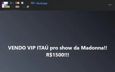'Ingressos' VIP para ver Madonna no Rio são anunciados por até R$ 2 mil, e patrocinador alerta para 'fraude'