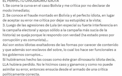 Planalto reage com incômodo a post ofensivo de Milei, mas orientação é que Lula não responda