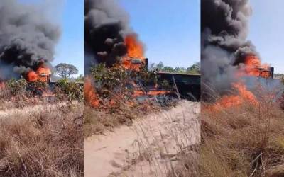 Fogo no pantanal se espalha por fazendas de Corumbá (MS) após acidente de caminhão; veja fotos